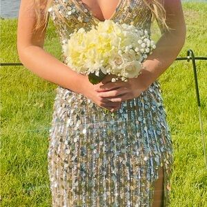 Jovani Gold Sequin Prom Dress
